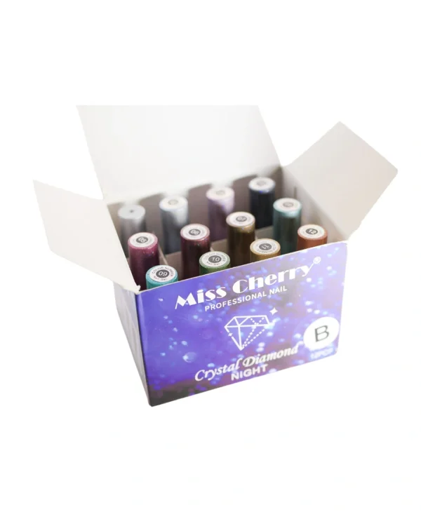 Gel Gama Crystal Diamond Night Miss Cherry 12 pzas