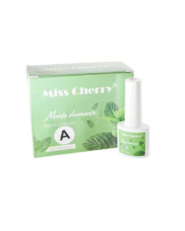 Gel Gama Efecto Menta Diamante Miss Cherry 06 pzas