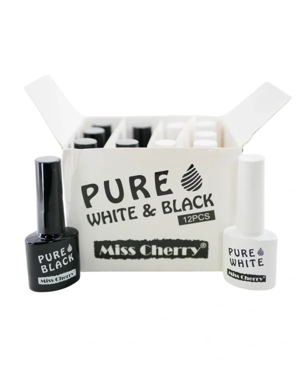 Gel Pure White & Black Miss Cherry 12 pzas.
