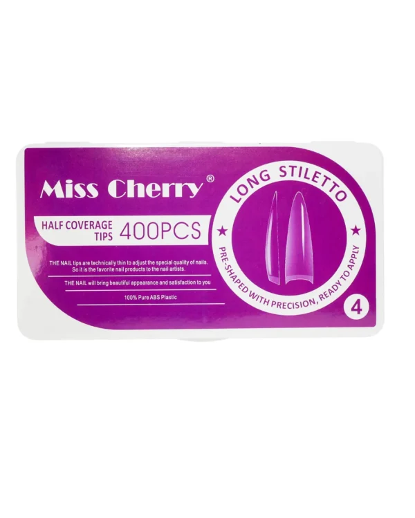 Tip Half Coverage Long Stiletto Miss Cherry 400 pzas