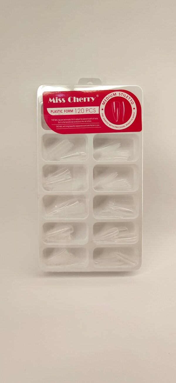 Tip Plastic Form Dual System  Medium Stiletto C/120  Miss Cherry 01 pza